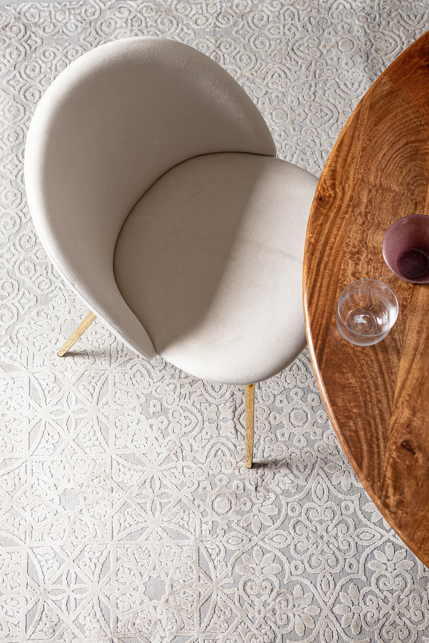 SEDIA TANYA VELLUTO BIANCO