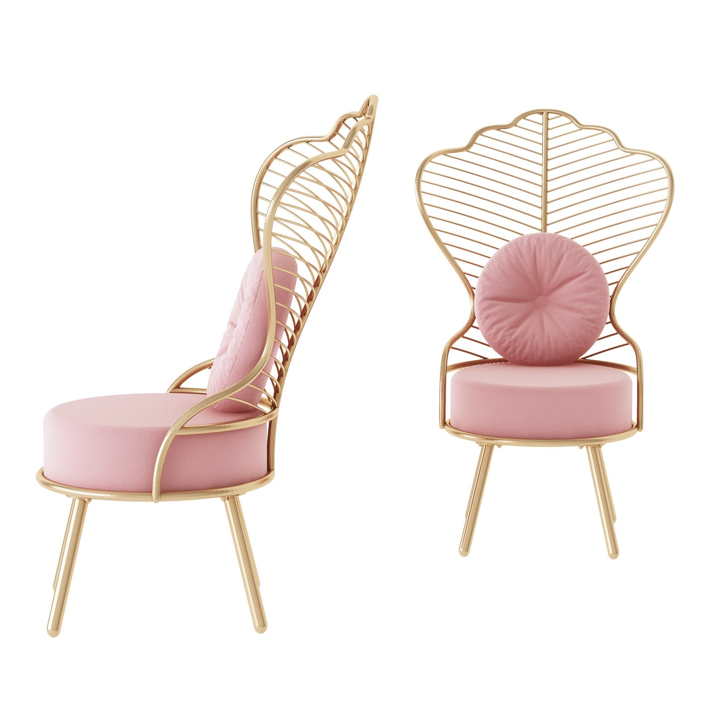 Sedia principessa dorata dimensioni 69x50x110 cm