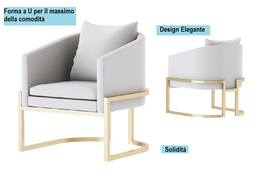 Poltrona a U. Massimo Comfort. Per uso domestico e professionale. Altissima qualità. 65x62x76 cm