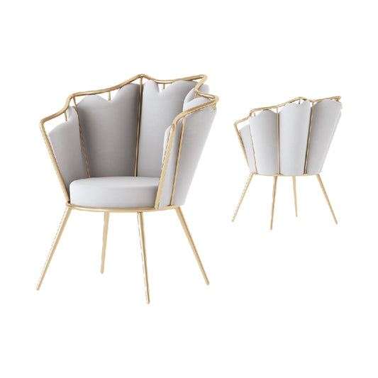 Poltrona Floreale dorata a forma di petalo, dimensioni 73x64x88