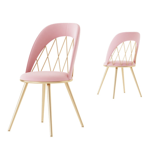 Sedia Bacio Rosa 42x42x72 cm - In metallo dorato con schienale intagliato