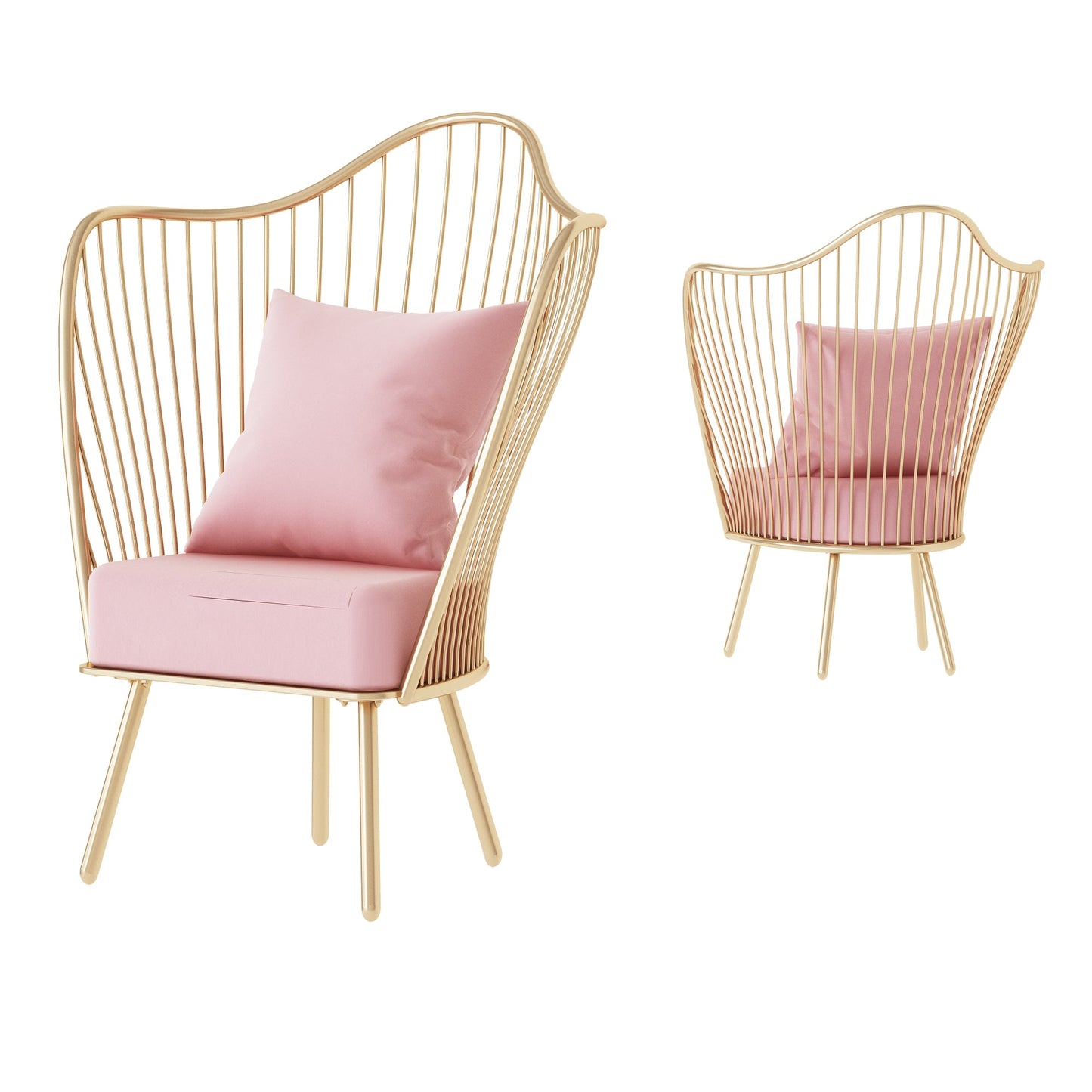 Sedia "foglia di loto" in metallo dorato, 76x61x108 cm