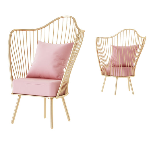 Sedia "foglia di loto" in metallo dorato, 76x61x108 cm