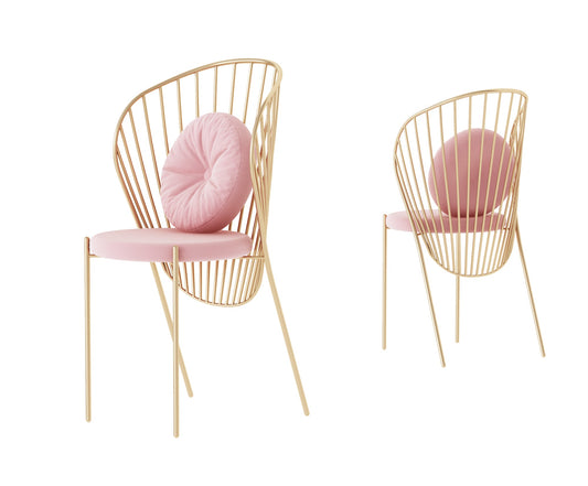 Sedia "Shell" Sedia in metallo dorato a forma di conchiglia - 50x45x96 cm