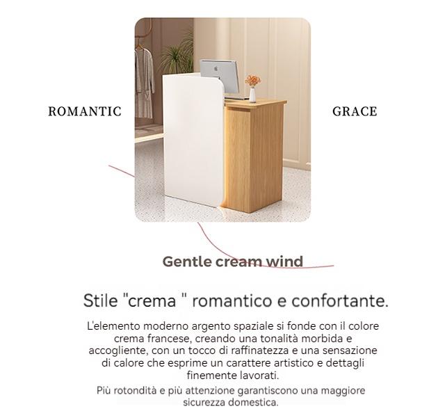 Bancone cassa piccolo e moderno Dotato di luci LED Cassetti con serratura per garantire la sicurezza degli oggetti di valore Ideale per negozi centri estetici e parrucchieri.Color bianco 95*45*100/140