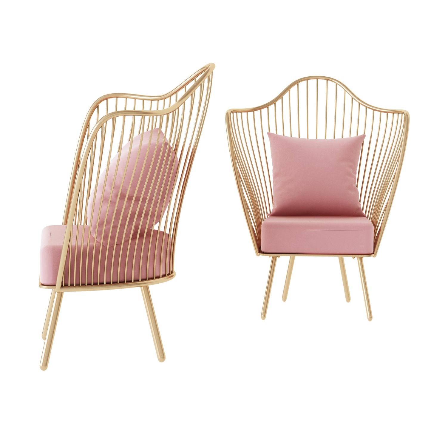 Sedia "foglia di loto" in metallo dorato, 76x61x108 cm