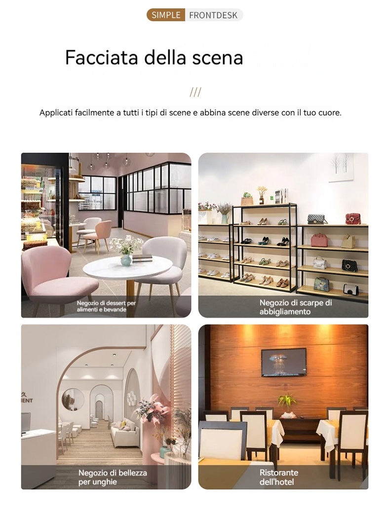 Bancone Reception Moderno in Effetto Marmo con Dettagli in Legno – Design Elegante per Negozio, Studio Estetico 120*110*45