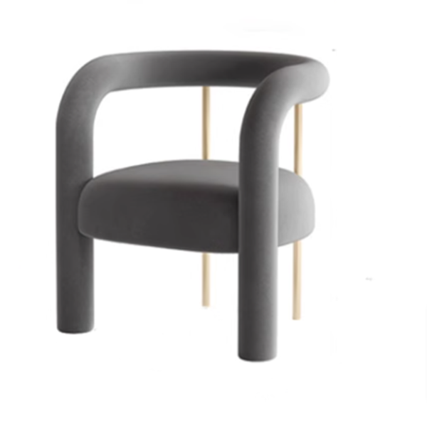 Sedia curva in velluto grigio chiaro