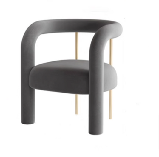 Sedia curva in velluto grigio chiaro