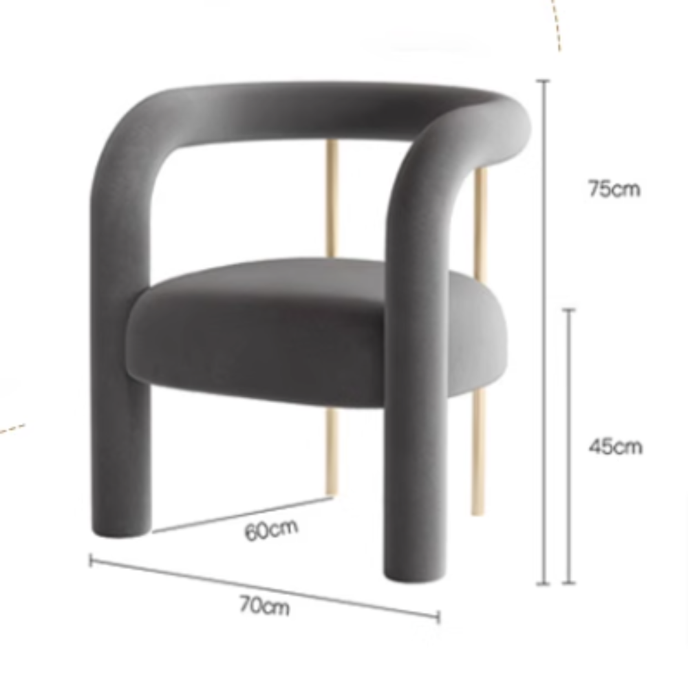 Sedia curva in velluto grigio chiaro