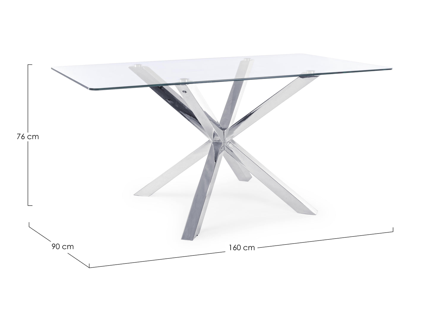 TAVOLO MAY RETT GAMBA ACCIAIO 160X90