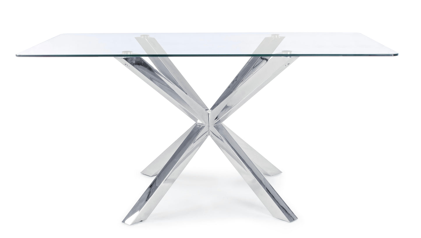 TAVOLO MAY RETT GAMBA ACCIAIO 160X90