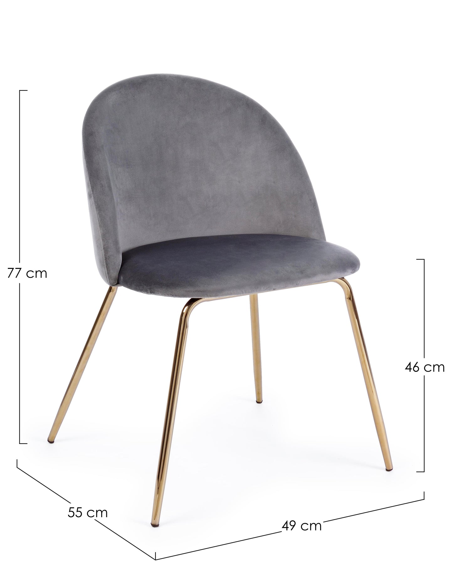 SEDIA TANYA VELLUTO GRIGIO SCURO