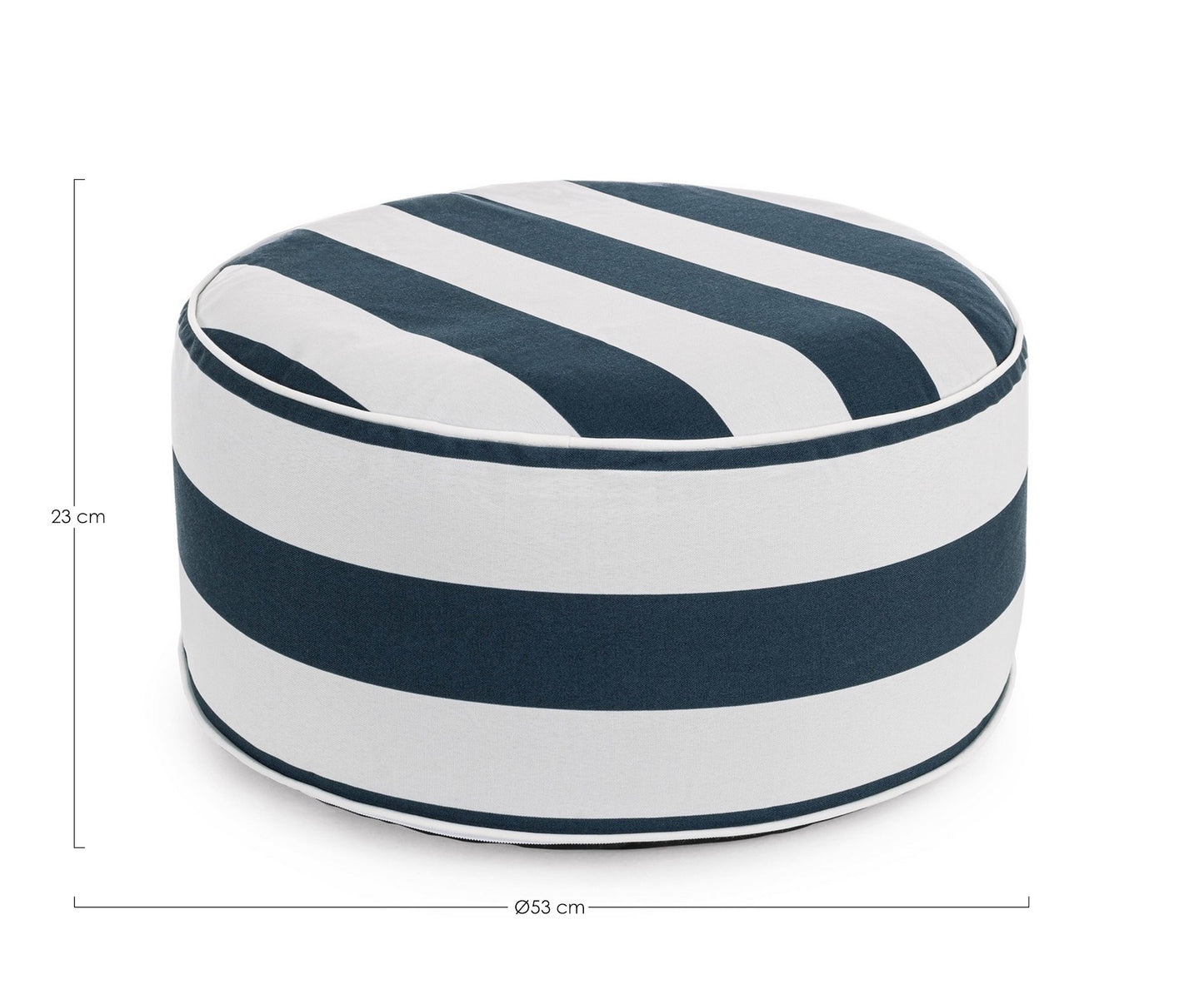 POUF RIGHE GONFIABILE BIANCO-BLU