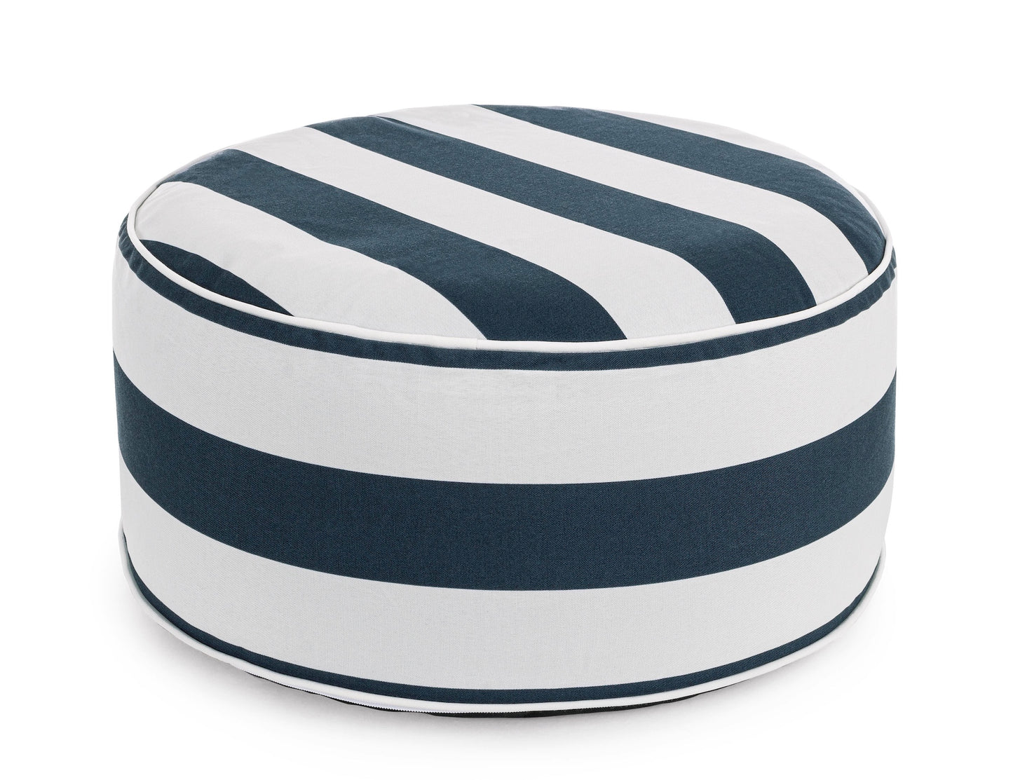 POUF RIGHE GONFIABILE BIANCO-BLU