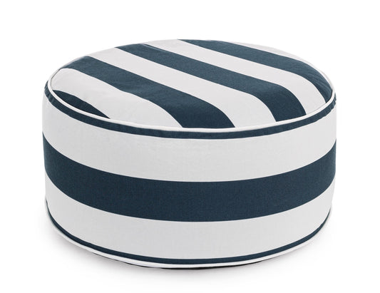POUF RIGHE GONFIABILE BIANCO-BLU