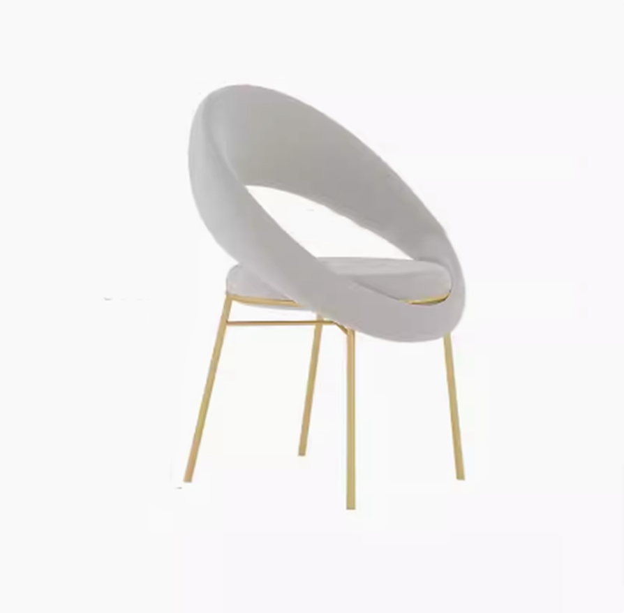 Sedia Merlino rivestita in tessuto vellutato grigio chiaro, dimensioni 90x65x65