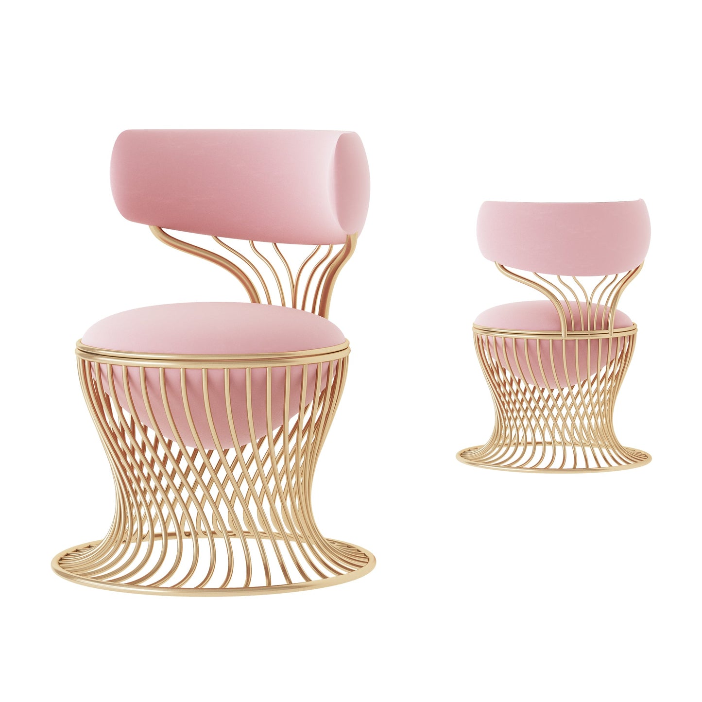 Sedia "Mermaid" dorata in metallo, design ispirato alle sirene, dimensioni 60x60x80 cm.