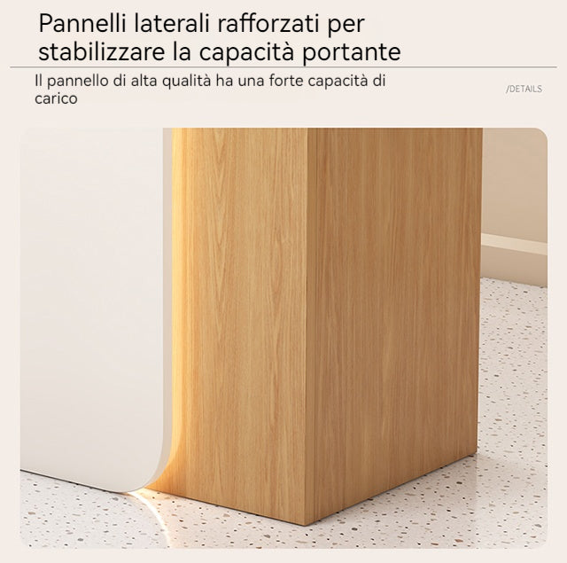 Bancone cassa piccolo e moderno Dotato di luci LED Cassetti con serratura per garantire la sicurezza degli oggetti di valore Ideale per negozi centri estetici e parrucchieri.Color bianco 95*45*100/140