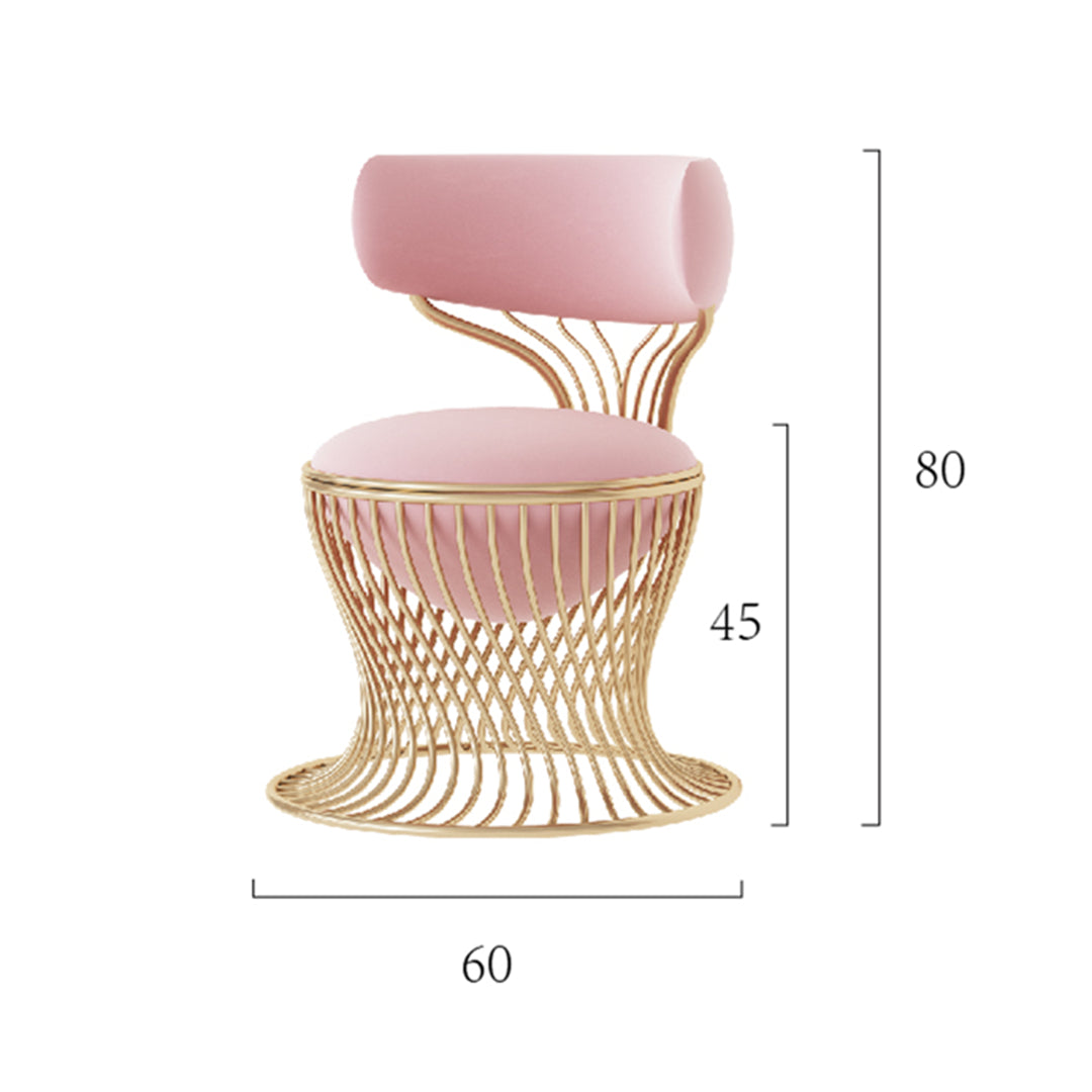 Sedia "Mermaid" dorata in metallo, design ispirato alle sirene, dimensioni 60x60x80 cm.