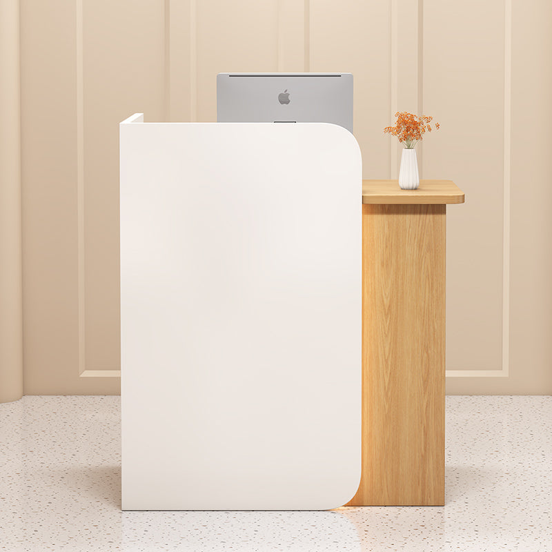 Bancone cassa piccolo e moderno Dotato di luci LED Cassetti con serratura per garantire la sicurezza degli oggetti di valore Ideale per negozi centri estetici e parrucchieri.Color bianco 95*45*100/140