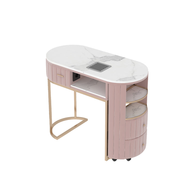 Tavolo per unghie di lusso leggero con piano in marmo Hoover singolo