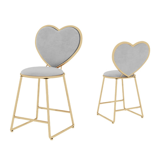 Sedia Cuore in Tessuto Velluto Rosa con Struttura in Ferro Oro