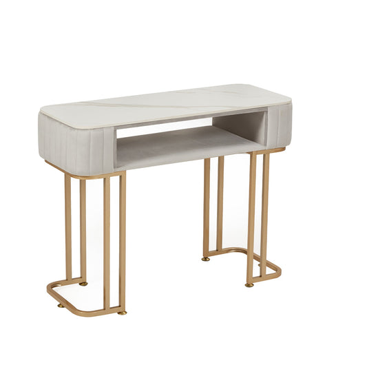 Tavolo per Manicure Semplice Ed Elegante con Piano in Marmo e Struttura in Metallo - Dimensioni Singolo 100x40x78 cm Doppio 160x40x78 cm