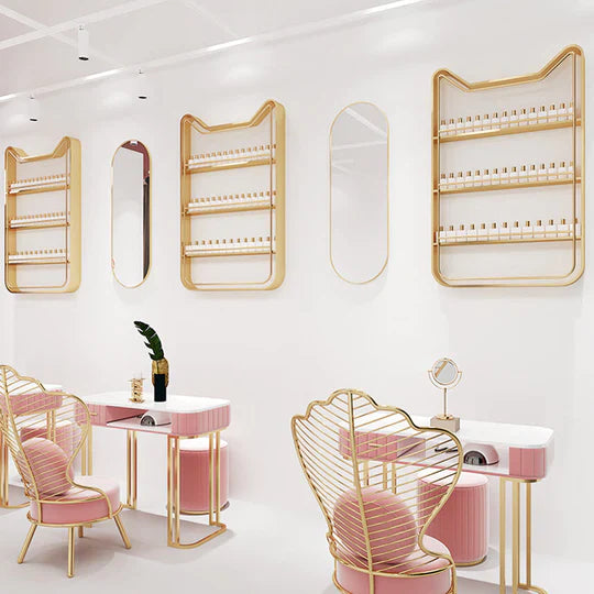 Espositore di smalti a parete a forma di gatto