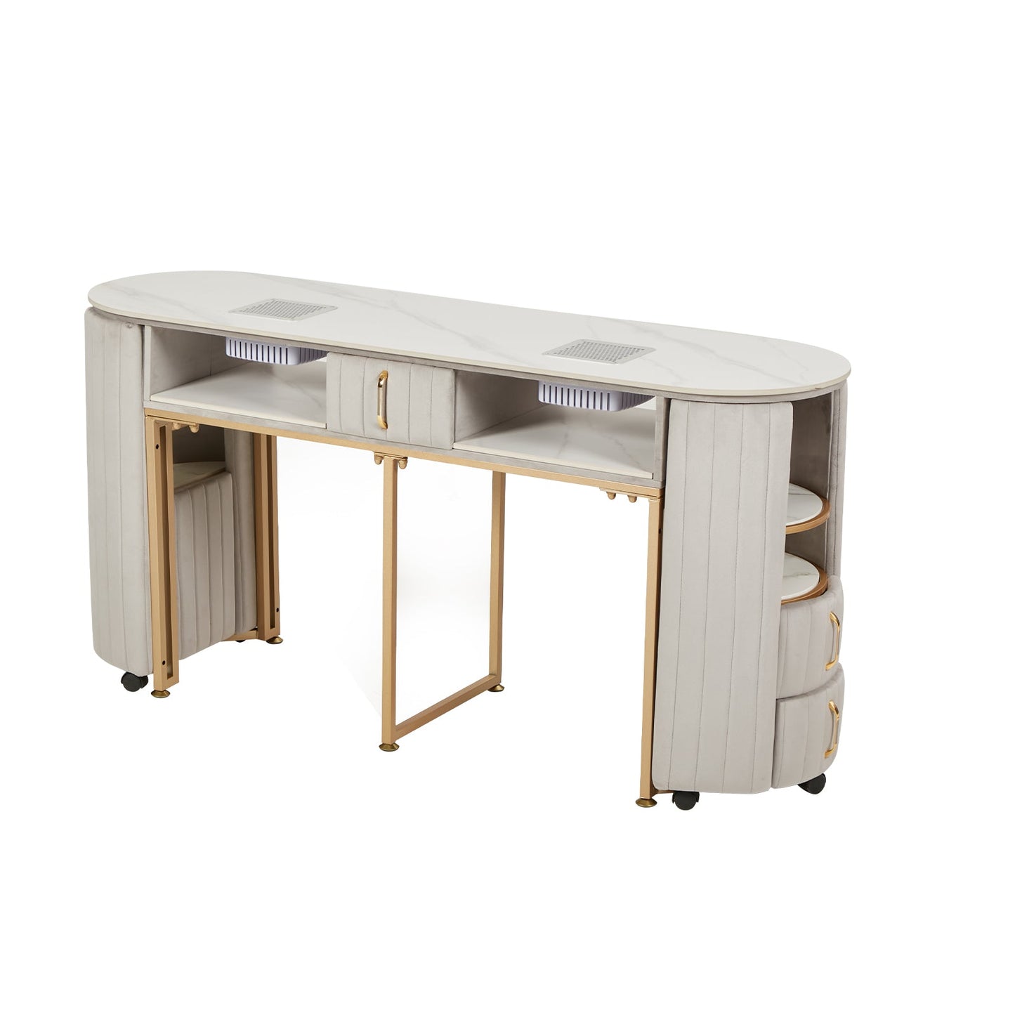 Tavolo per unghie di lusso leggero con piano in marmo Hoover singolo