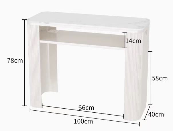 Tavolo per manicure di design｜Piano in marmo × Gambe in ferro a strisce｜Postazione professionale per salone di bellezza