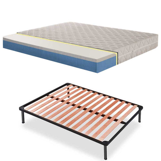 Kit Materasso Memory rigido alto 20 cm con tessuto antimicrobico e Rete a Doghe - Memory 15+3