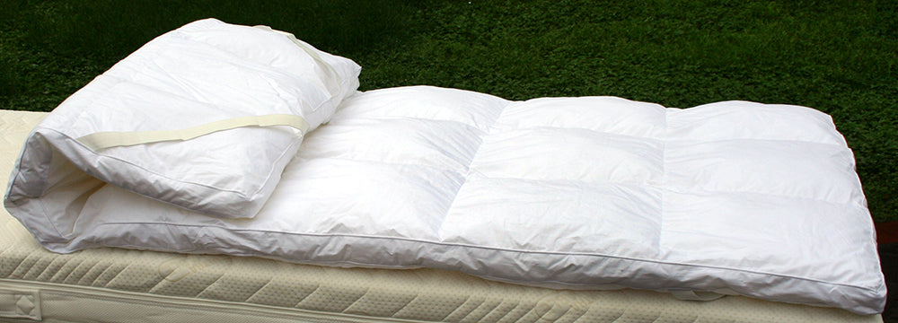 Topper correggi materasso termo regolatore in piuma e piumo oca 20% Piumino 80% Piumetta 600 GR/MQ 160x200 cm